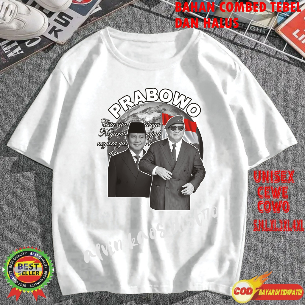 Terviral Kaos dtf pr4bowo KAOS MURAH  Kaos Putih Hitam Kaos Terlaris No 1 Promo Diskon