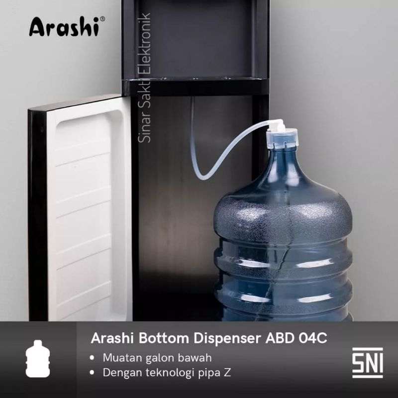 Dispenser Arashi ABD 04C Galon Bawah  ABD04C Hot Normal Cool Low Watt Dispenser Air Panas Normal Dingin