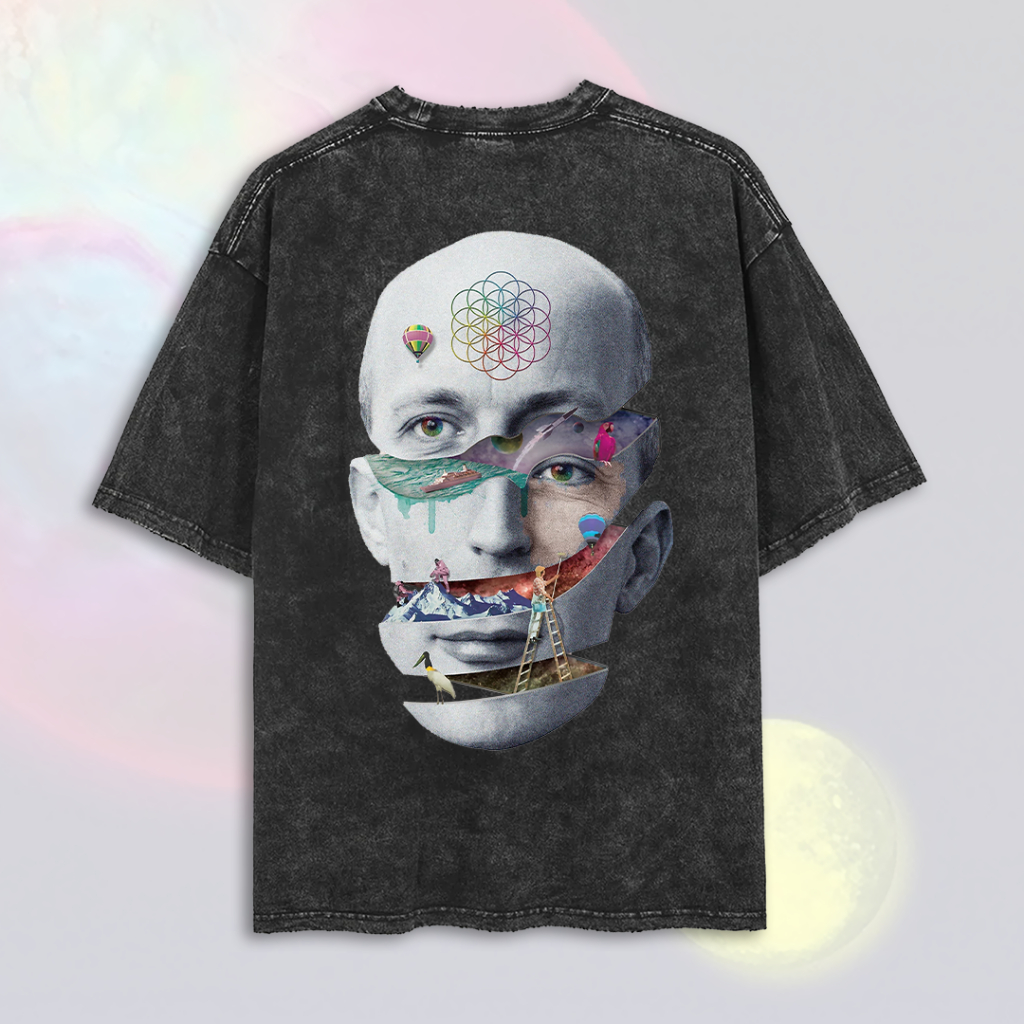 Kaos Oversize Washed Coldplay | Washed T-Shirt | Kaos Band Coldplay | Kaos Konser Coldplay | WO cp58