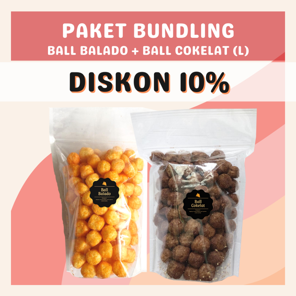 [DELISH SNACKS] Paket Bundling Ball Cokelat + Keju + Balado (L) / Bundle Package Snack Cemilan Camilan Chiki Ball