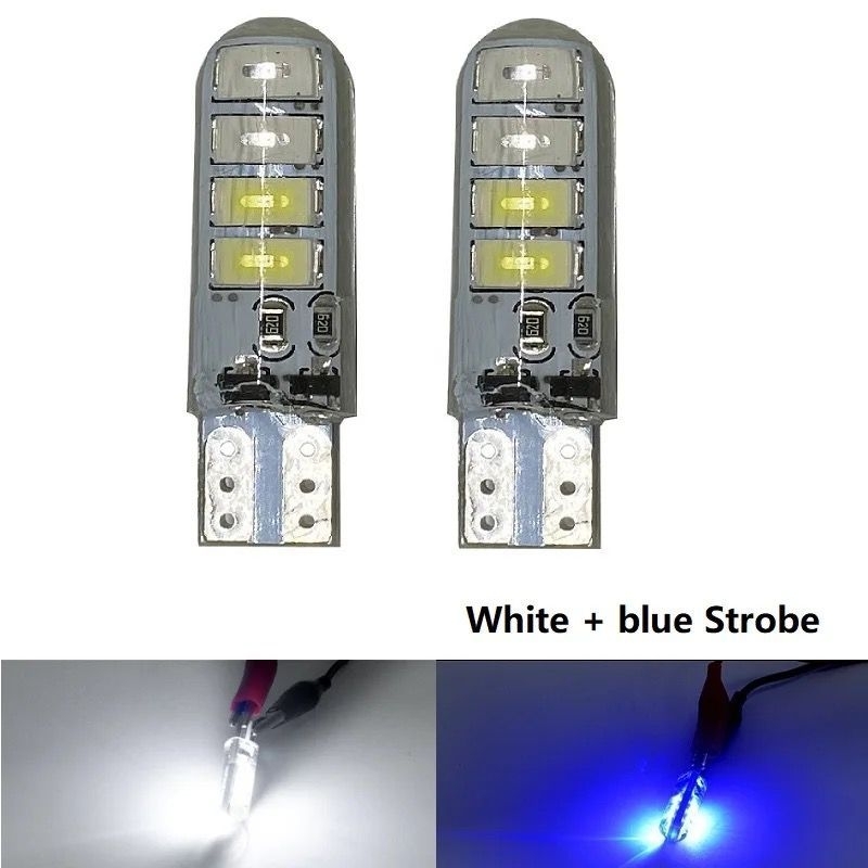 Lampu Senja T10 Lampu Kota T10 Led T10 8 SMD 2 Warna Kedip 2 Pcs R327