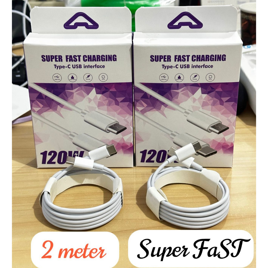 KABEL DATA CHARGER FAST CHARGING C TO C - PANJANG 2 METER