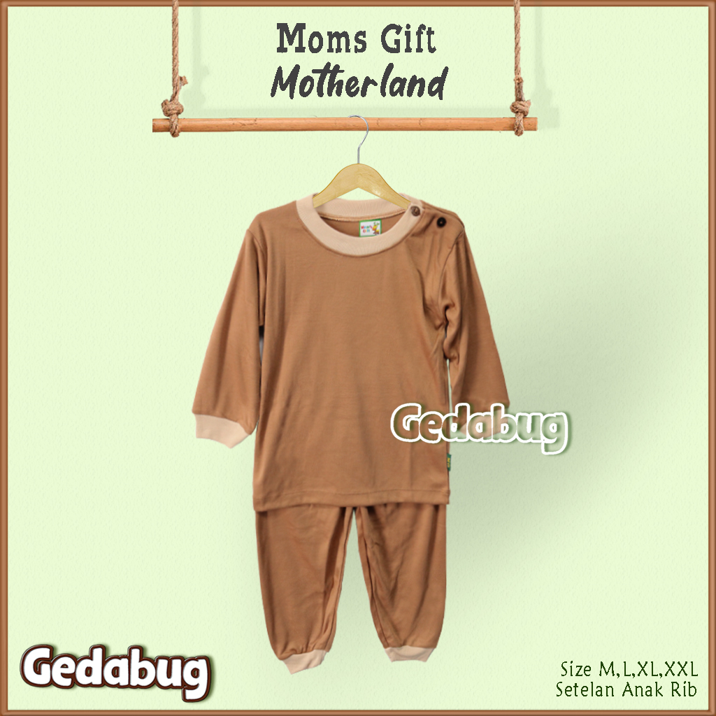 Setelan Anak Moms Gift Polos Panjang | Setelan Kaos anak Kancing Pundak Mom's Gift | Gedabug