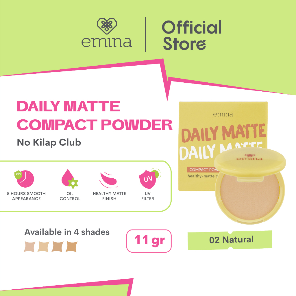 ARJUNA EMINA Daily Matte Compact Powder 11 g - Bedak Padat Matte Finish &amp; Oil Control