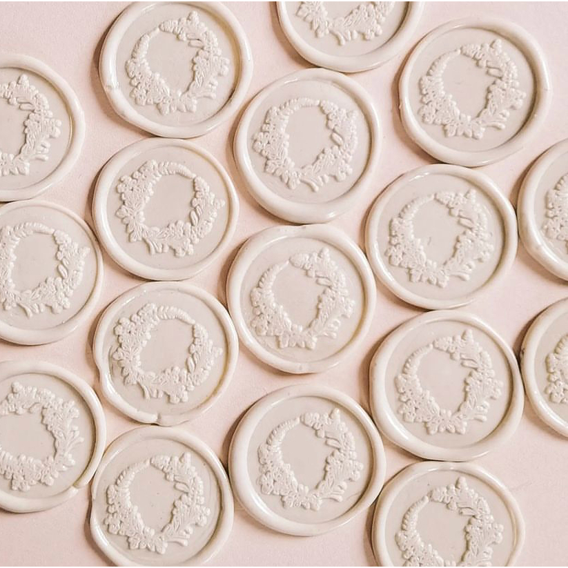 

(PRMHS) Mimosa (Creamy) - 1 Pcs seal wax coin sticker siap pakai ready stock (Include double tape) / souvenir pernikahan / accesories / calligraphy / journaling / undangan / hampers