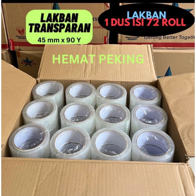 

Lakban Bening dan Coklat 1 dus 90 yard Transparan isi 72 roll