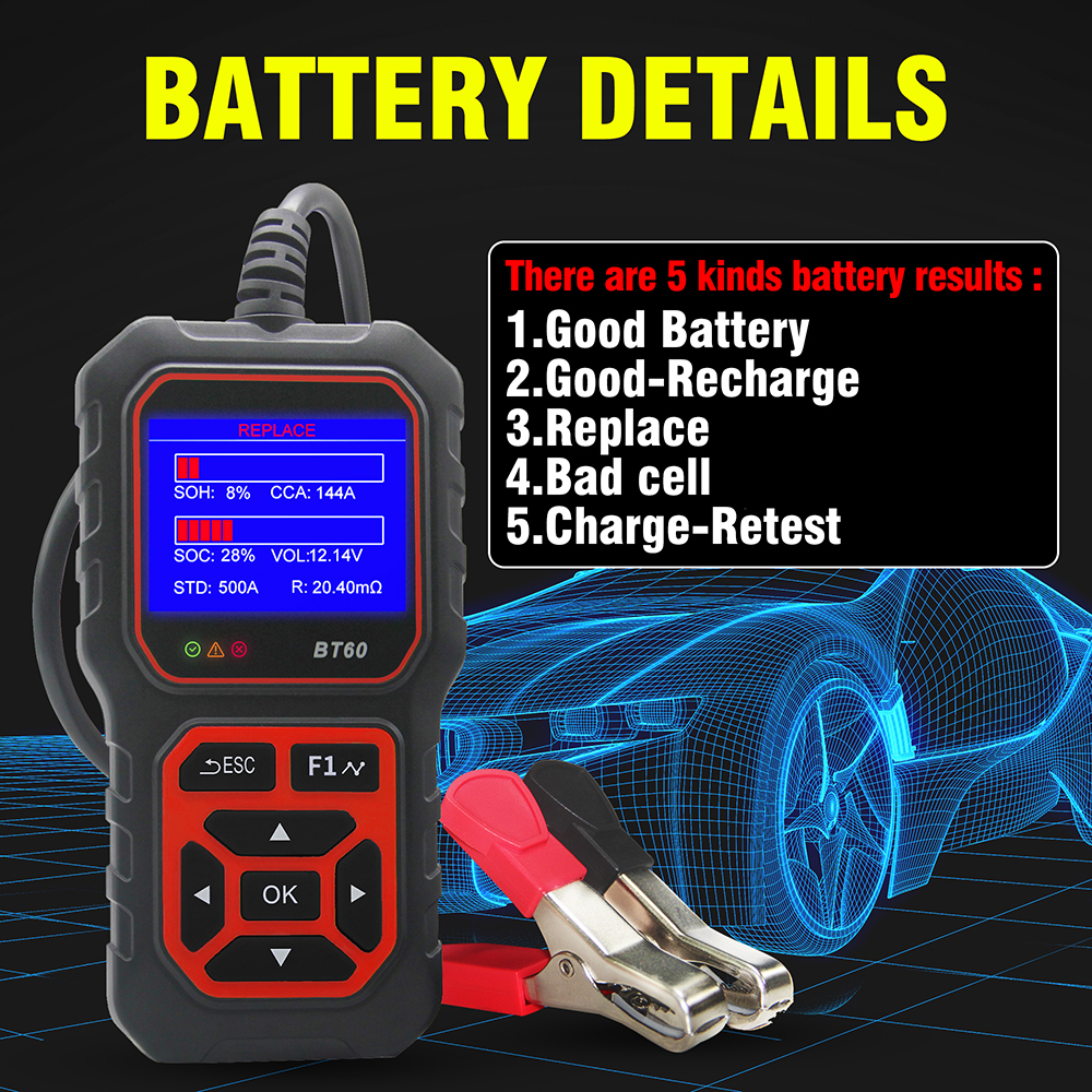 6V 12V 24V Mobil Baterai Tester Digital Battery Analyzer Pengisian Sistem Crank Tester dengan 2.4 Inci TFT layar Warna untuk Mobil Motor Truk