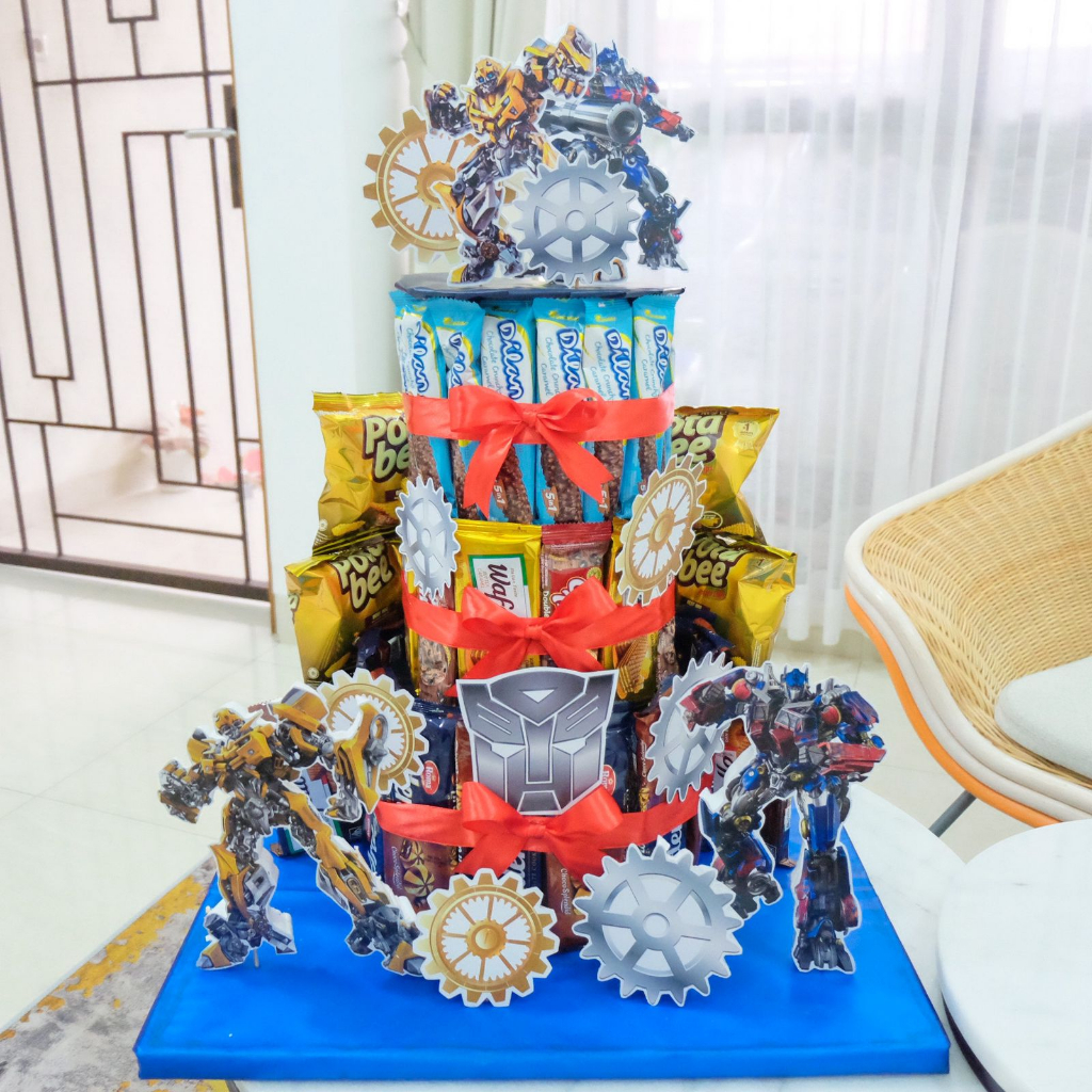 Transformer -  Snack Tower Cake Tart Birthday / Kado Ulang Tahun Kue Snack Lucu Tingkat