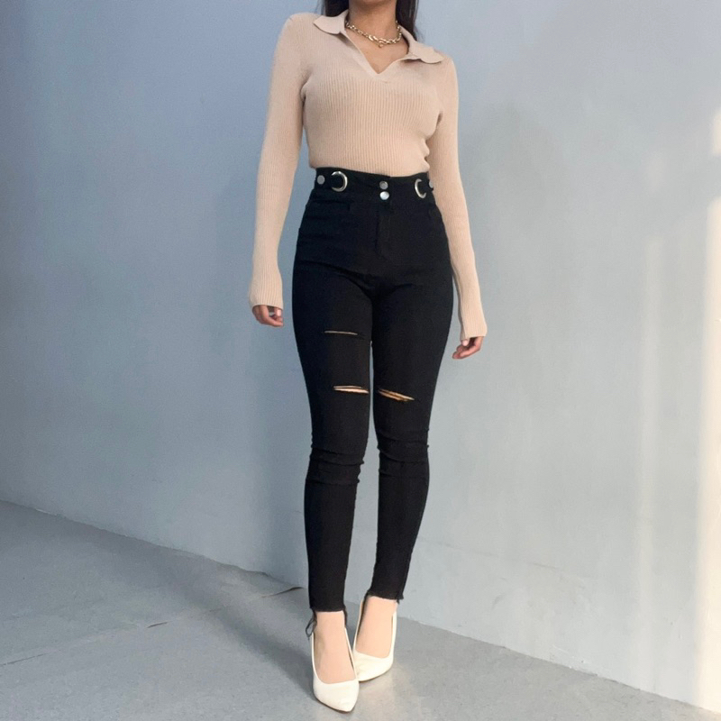 [LUXE.DLABEL] - Jeans 147 | Celana Panjang Highwaist Wanita Jeans Import Premium Quality Jeans Wanita Polos Ripped Jeans Highwaist Jeans Wanita Bangkok Skinny Jeans Highwaist Baggy Wideleg Jeans Kulot jeans Boyfriend Jeans Kargo Jeans Cargo jeans BKK