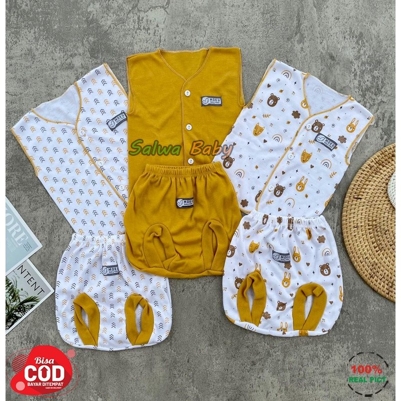 Isi 18 PCS Baju Bayi Celana Bayi Baru Lahir Paket Lahiran Seri Mustard Usia 0-3 Bulan Anababy