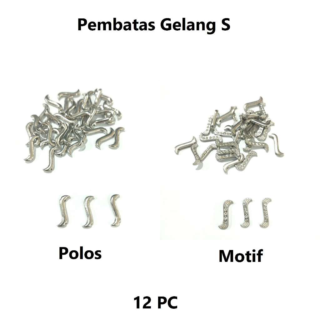 Charm S Besi / Pembatas Mutsin S / Sekat Ulir / Spacer Pembatas Konektor Gelang Berat 2 Lubang Harga/12pc