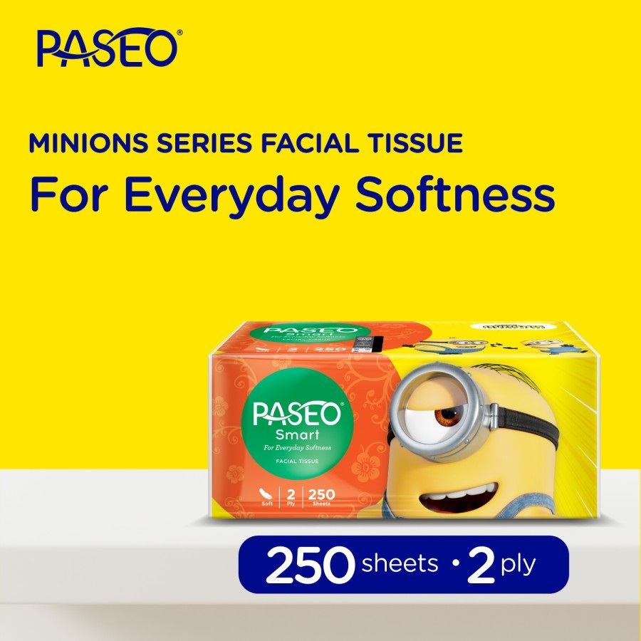 Tisu Wajah 250 Sheets 2 ply sheet / Tissue Paseo Facial Minions Series Soft Pack 2ply lembut