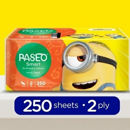 Tisu Wajah 250 Sheets 2 ply sheet / Tissue Paseo Facial Minions Series Soft Pack 2ply lembut