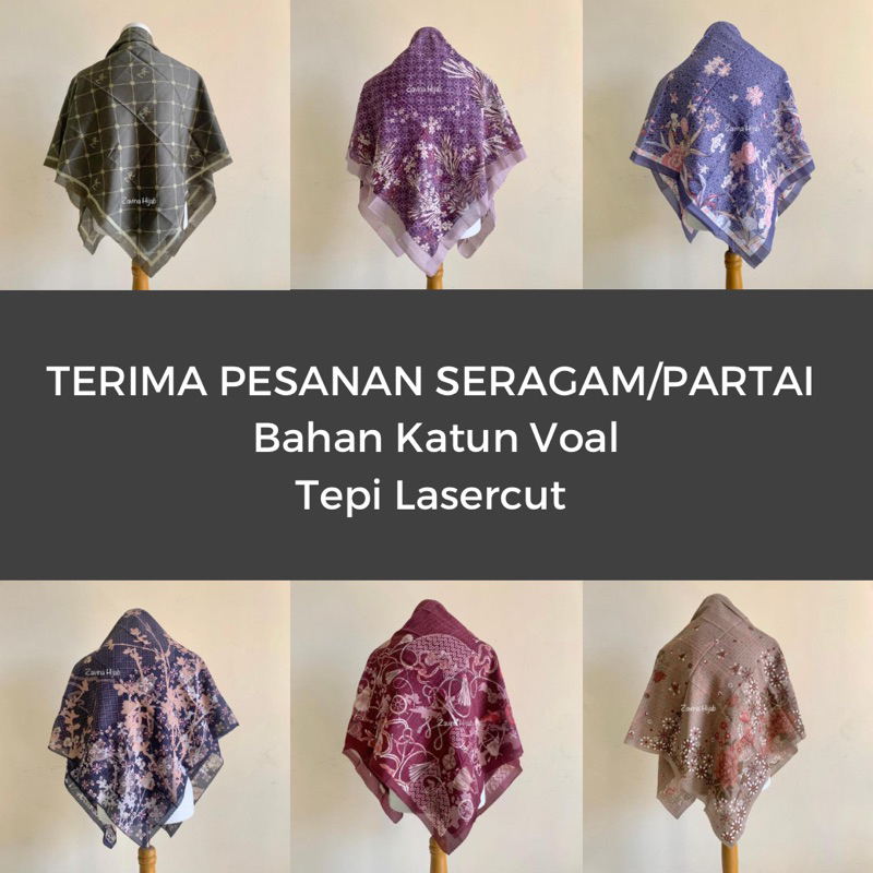 HIJAB JILBAB KERUDUNG SEGIEMPAT SEGI EMPAT SQUARE LC LASERCUT LASER CUT MOTIF