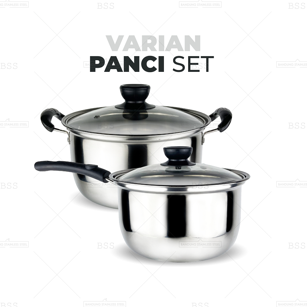 Combo 3IN1 SET Panci Susu 18cm  Panci Sup 20cm Stainless Tutup Kaca Set frypan Medical Stone Multifungsi