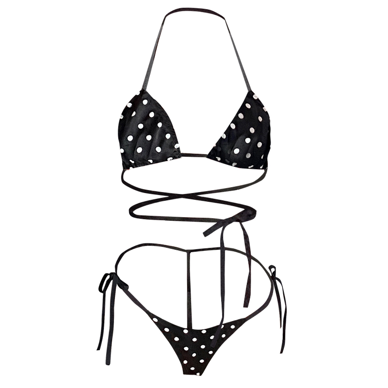 Lingerie Wanita Sexy Hot Open Crotch G String Bra Set Tali B220