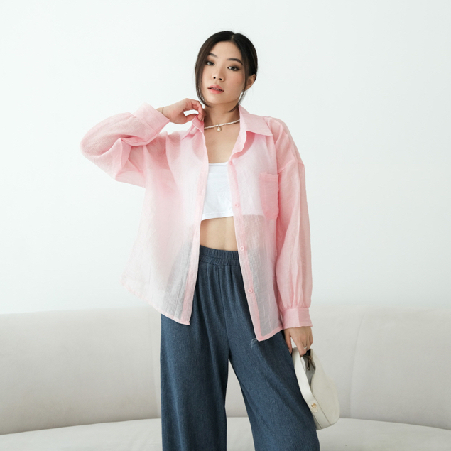 [TAVIA] SOJU SHEER BLOUSE / KEMEJA WANITA / BLOUSE WANITA / ATASAN WANITA