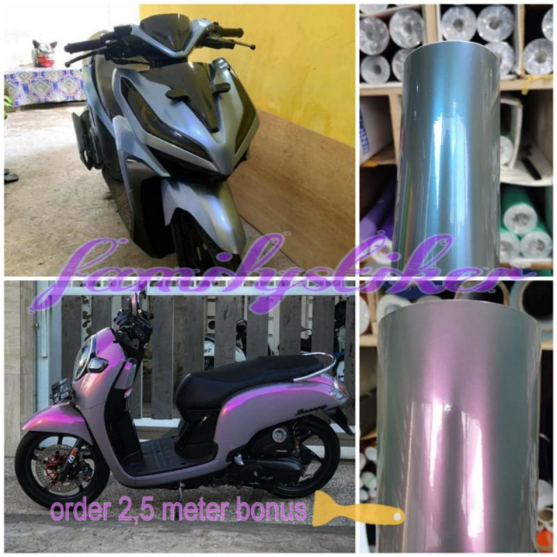 Skotlet motor abu lembayung biru,Sticker motor warna abu lembayung biru,Skotlet abu lembayung biru