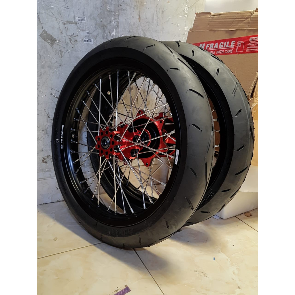 WHEELSET VELGSET VELG SET SUPERMOTO CRF KLX SEMI CACING TINGGAL PASANG