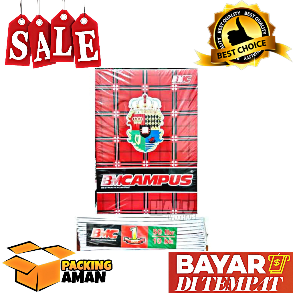 

(BISA COD) PROMO 10 Pcs Buku Tulis Bergaris / Buku Catatan / Buku Harian BM CAMPUS 50 Lembar