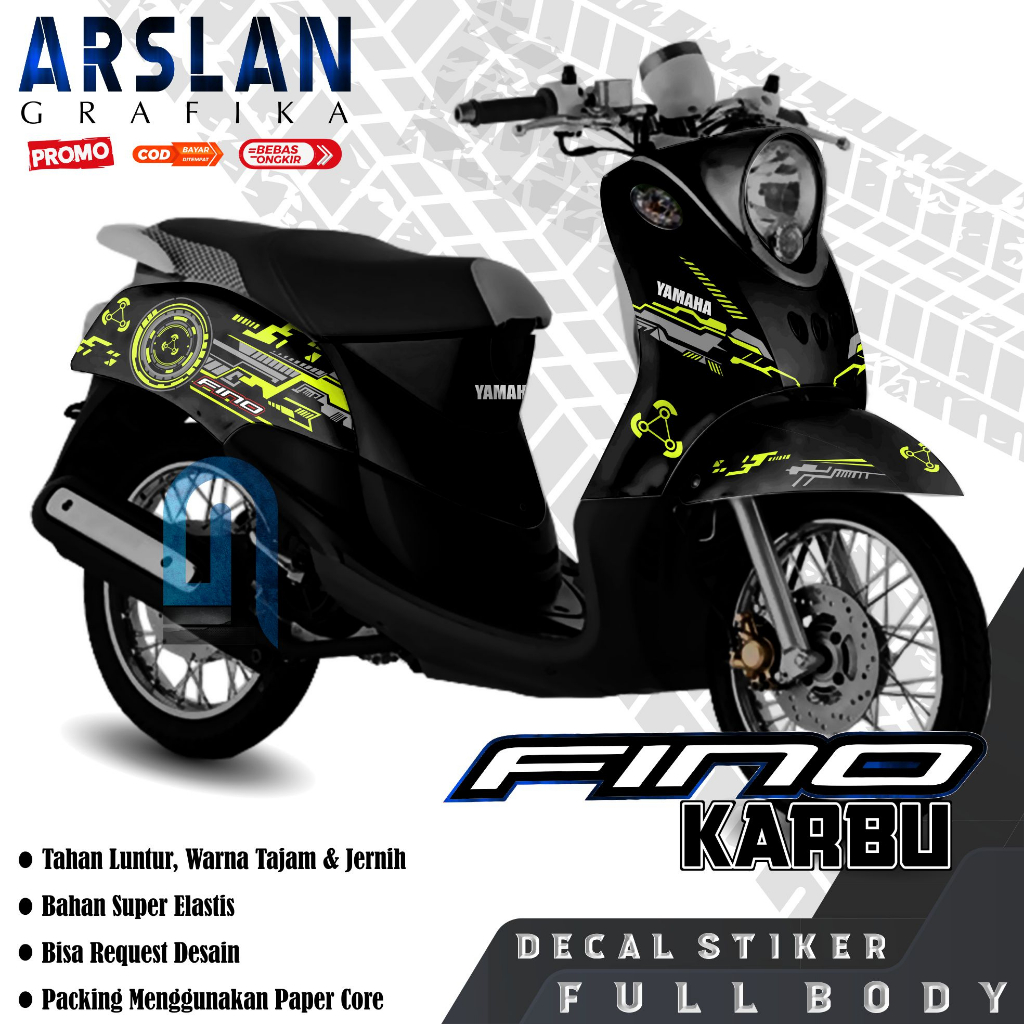 Decal FINO KARBU Full Body - Stiker Motor FINO KARBU Aksesoris - Variasi Keren Hitech