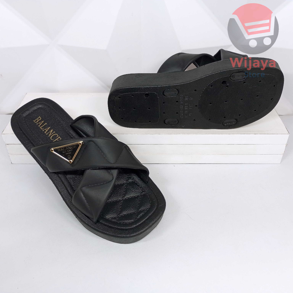 Sandal BALANCE 8868-B2 Wedges Slop Wanita Model Silang Sendal Jelly Slide Pita Selop Cewek Perempuan