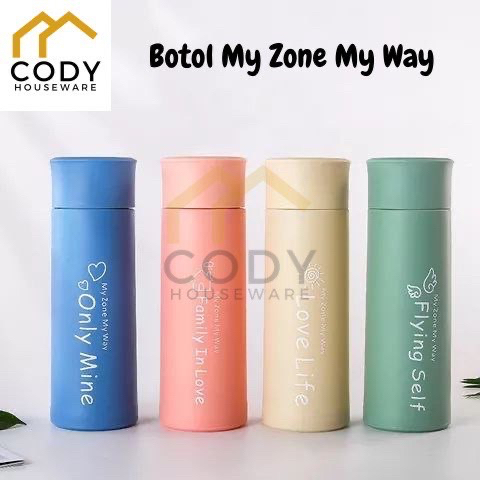 CODY Botol Kaca MY ZONE MY WAY Botol Tumber Minum Bahan Kaca Botol Aesthetic 400ml