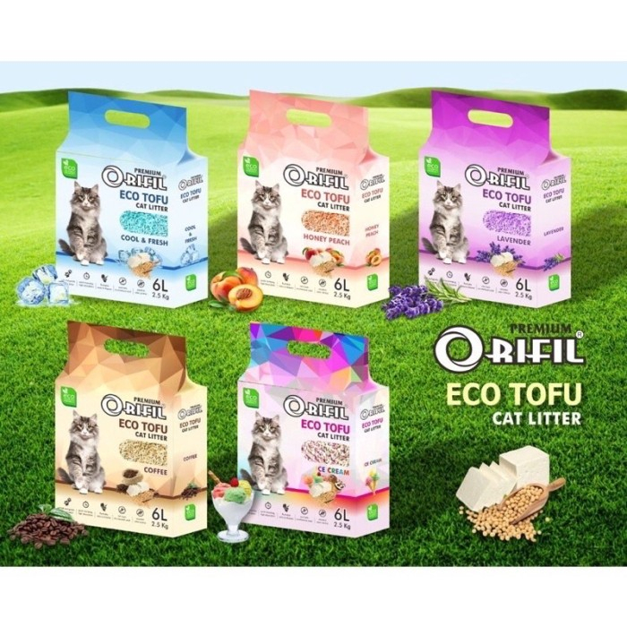 ORIFIL Premium Eco Tofu Cat Litter 6L (2.5kg) - Pasir Gumpal Organik Kucing Anjing Orifil