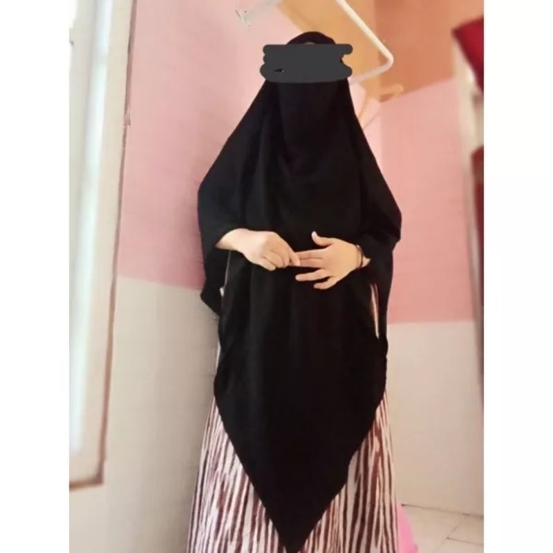 French khimar jetblack lancip depan belakang