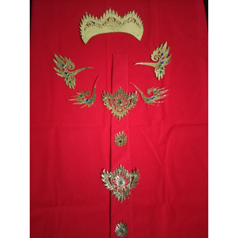 PRE ORDER 1 set aksesoris rangda ( mahkota, iler/api-api, dan lidah ) prada emas china