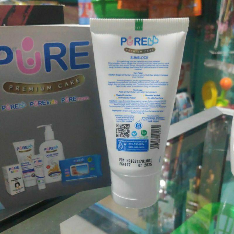 PureBB Premium Care Sunblock UV 50g Pure Baby Sunscreen kulit bayi sensitif lembab sinar matahari UV Aftersun berjemur berenang renang