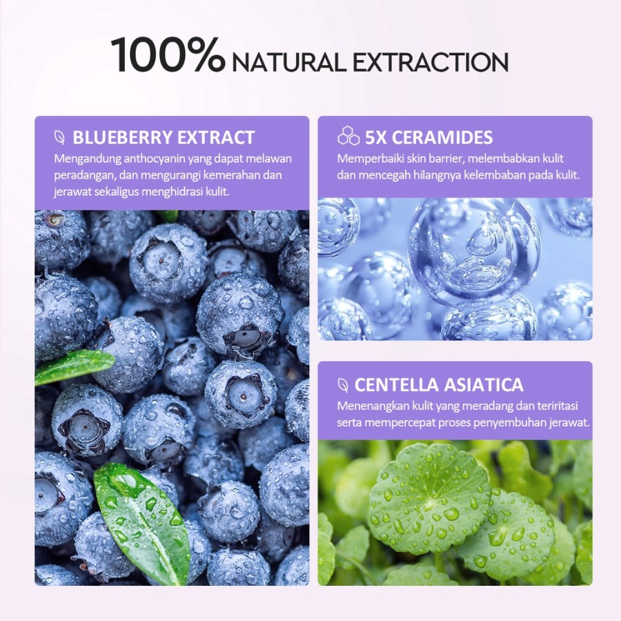 Glad2Glow 5% Blueberry Moisturizer Cream 5x Ceramide Skin Barrier Repair 25g | Pelembab Wajah Pemutih Wajah Facial Moisturizer