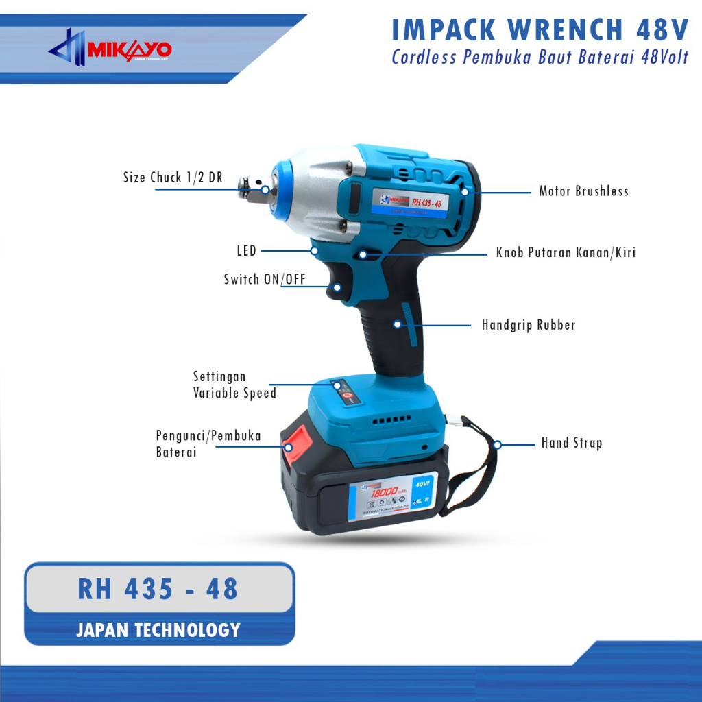 ALAT Buka Baut Cordless Impact Wrench 88vf Electric Brushless Cordless bor Impact baterai Obeng Kunci Pas Electrik Tanpa Kabel 13mm Murah Mesin bor untuk baut mobil BISA COD