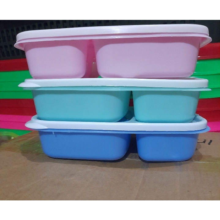 Kotak Bekal Plastik KOI 3 SEKAT Lunchbox Ompreng Souvenir Warna MURAH