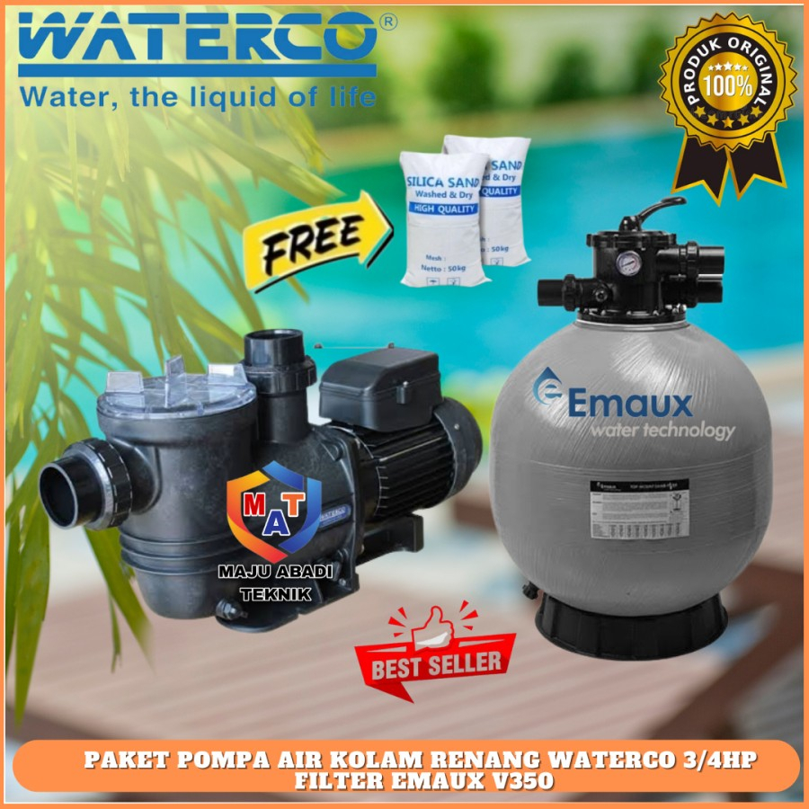 Paket Kolam Renang Waterco Supastream 1/2HP Sand Filter Emaux V350