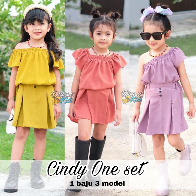 CINDY ONESET- Setelan rok dan atasan/setelan rok dan atasan anak perempuan