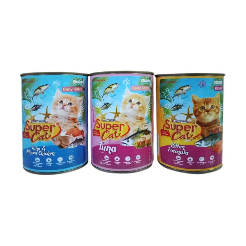 Super cat kaleng 400gr/makanan kucing super cat kaleng