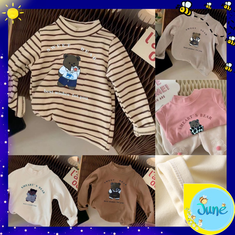 PROMO 10.10 JUNECOLLECTIONS BAJU ANAK LENGAN PANJANG KAOS ANAK LENGAN PANJANG BAJU BAYI LENGAN PANJANG SWEATER ANAK ATASAN ANAK MURAH MOTIF TEDDY BEAR BERUANG BAHAN LEMBUT #334-338