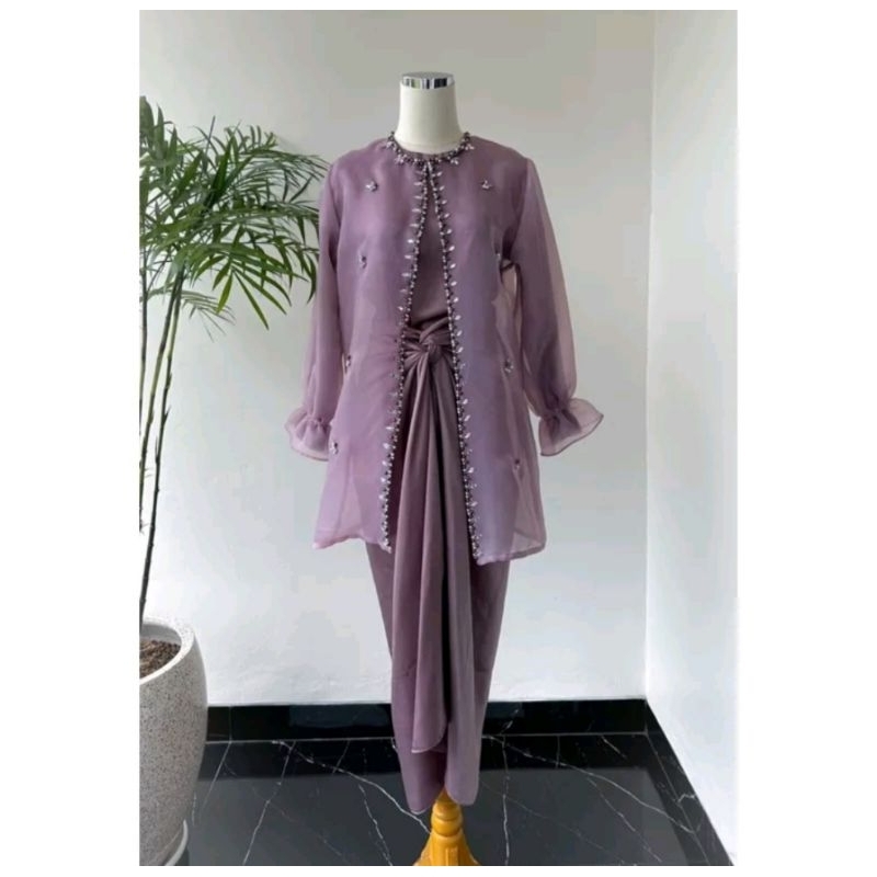 RANA ONE SET KAFTAN dan OUTER ORGANZA MEWAH/ Kaftan ikat Outer Organza Premium Kaftan Lebaran Dress 