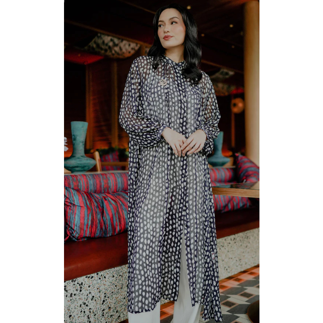Ruya Shirt Dress By Benang Jarum Navy XS.S.M.L.XXL  buttonscarves series voal frozen dream park tapi