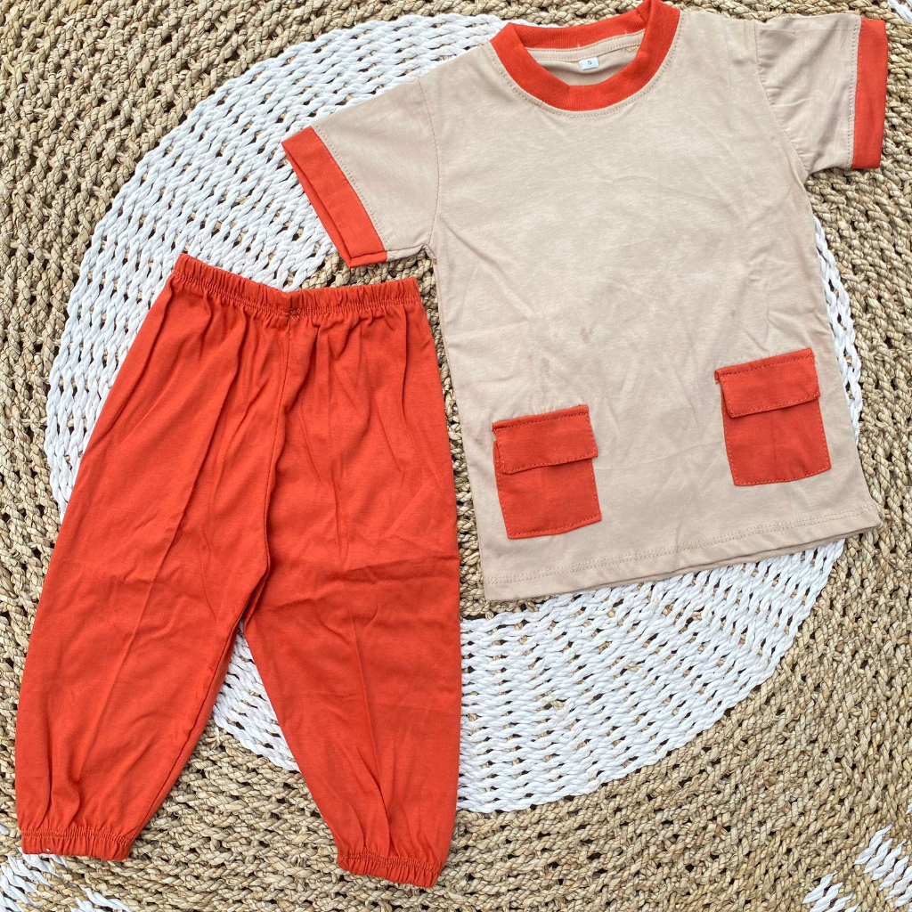 Setelan kaos oblong baju bayi lengan pendek celana panjang DNW BABY