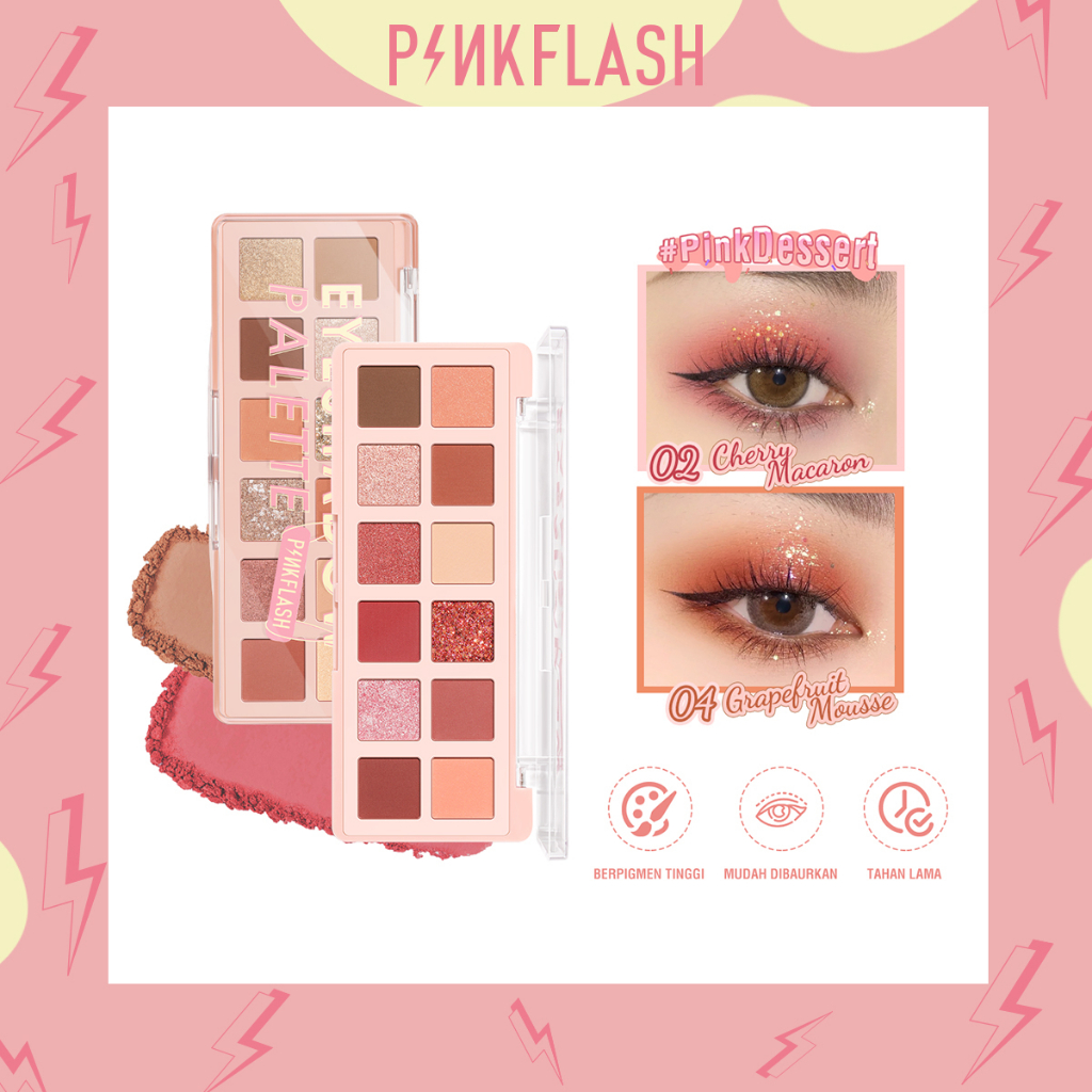 PINKFLASH PinkDessert 12 Color Eyeshadow Palette Shade Waterproof Eye Shadow