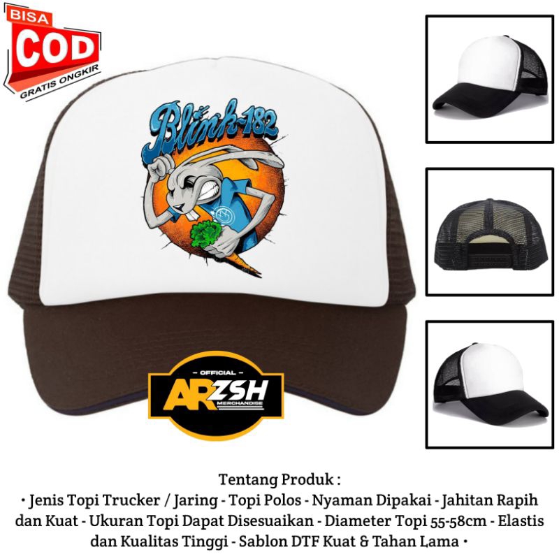 Topi Blink 182 Trucker Jaring/Topi Trucker Jaring Distro Band Metal Blink 182