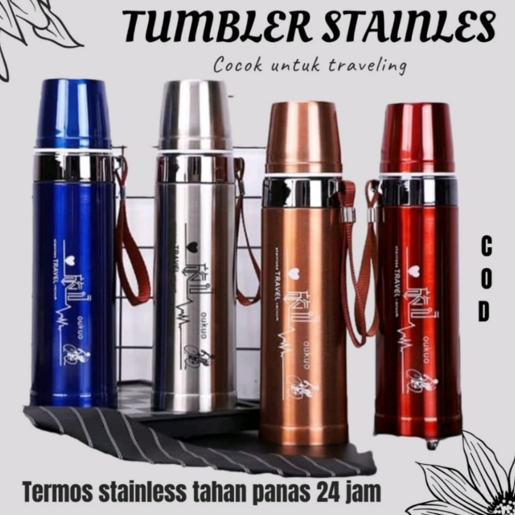 Termos-Tumbler Travel 750ML Vacuum Flask Stainless Steel-Botol Air Minum Tahan Panas&amp;Dingin Bahan Berkualitas Model Travel