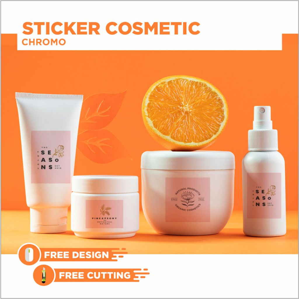 Stiker Label Skincare Custom Design Bahan Chromo A3+