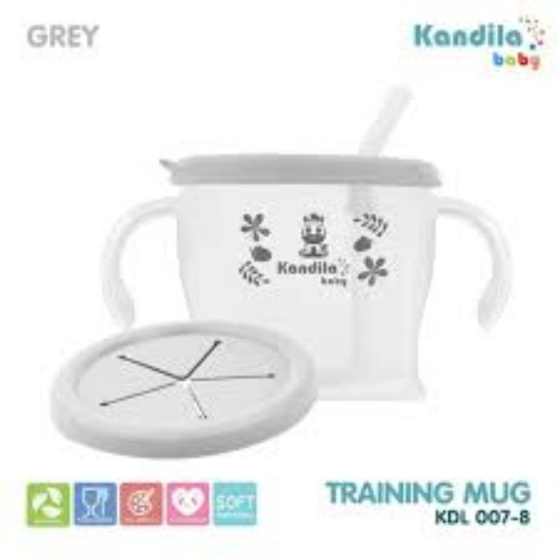 Kandila Baby Training Cup De Mug KDL007-9 - Kandila Botol Minum Anak Bayi Silicone Wadah Snack - Botol Minum sedotan anak Baby 300ml