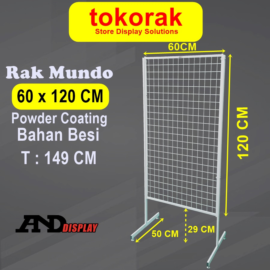 RAK MUNDO 60 X 120 CM DISPLAY KAKI RAM JARING DINDING CANTOLAN SINGLE