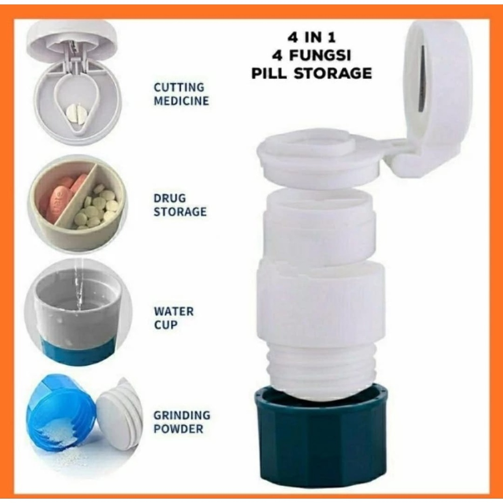KOTAK PENUMBUK OBAT Pill 4in1 Crusher Kotak Alat Pemotong Obat