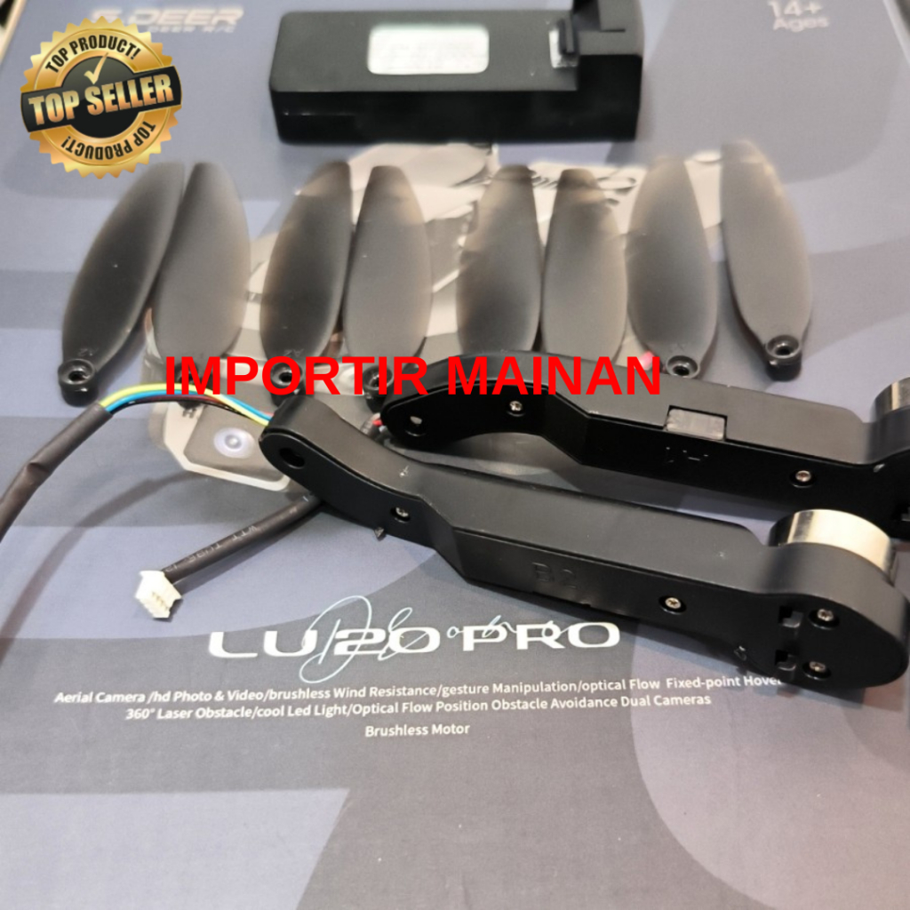 part drone LU20 PRO baterai 3.7v 2000mAH motor arm propeller dll