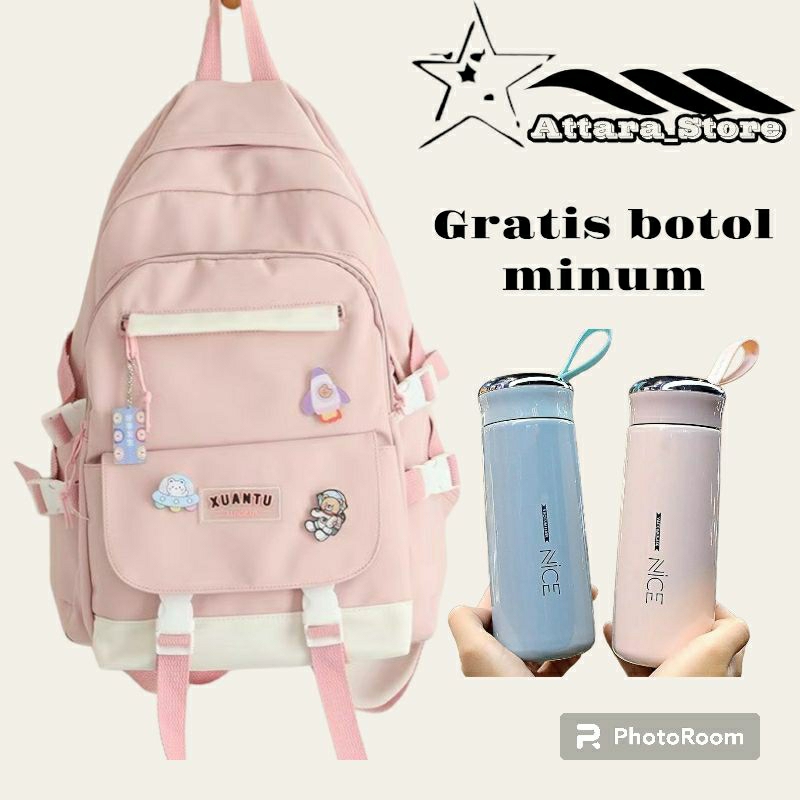 gratis botol minum Tas Ransel anak wanita gemoy Tas Ransel Anak sekolah sd smp Tas karakter kartun c